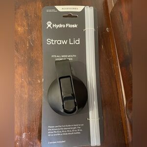 Hydro Flask black wide mouth Straw Lid with 2 straws